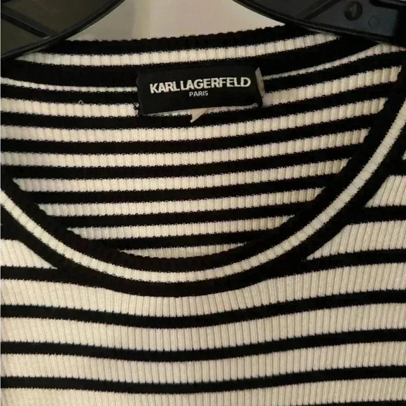 Karl Lagerfeld Paris women’s long sleeve black & white stripe sweater size S/P - Picture 2 of 7
